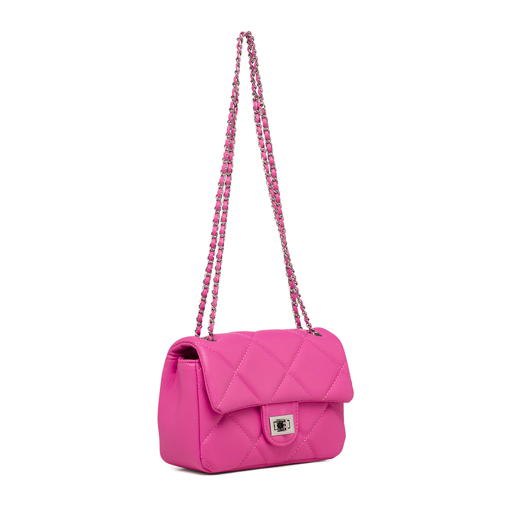 Borsa a tracolla trapuntata fucsia da donna Lora Ferres