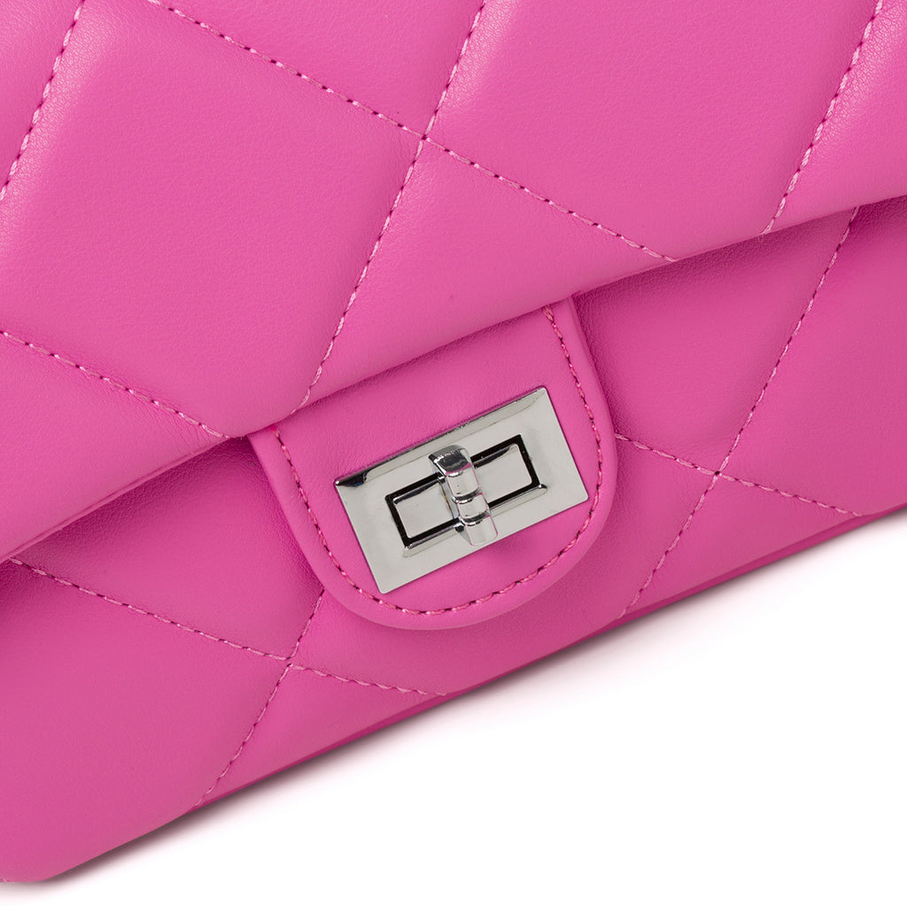 Borsa a tracolla trapuntata fucsia da donna Lora Ferres