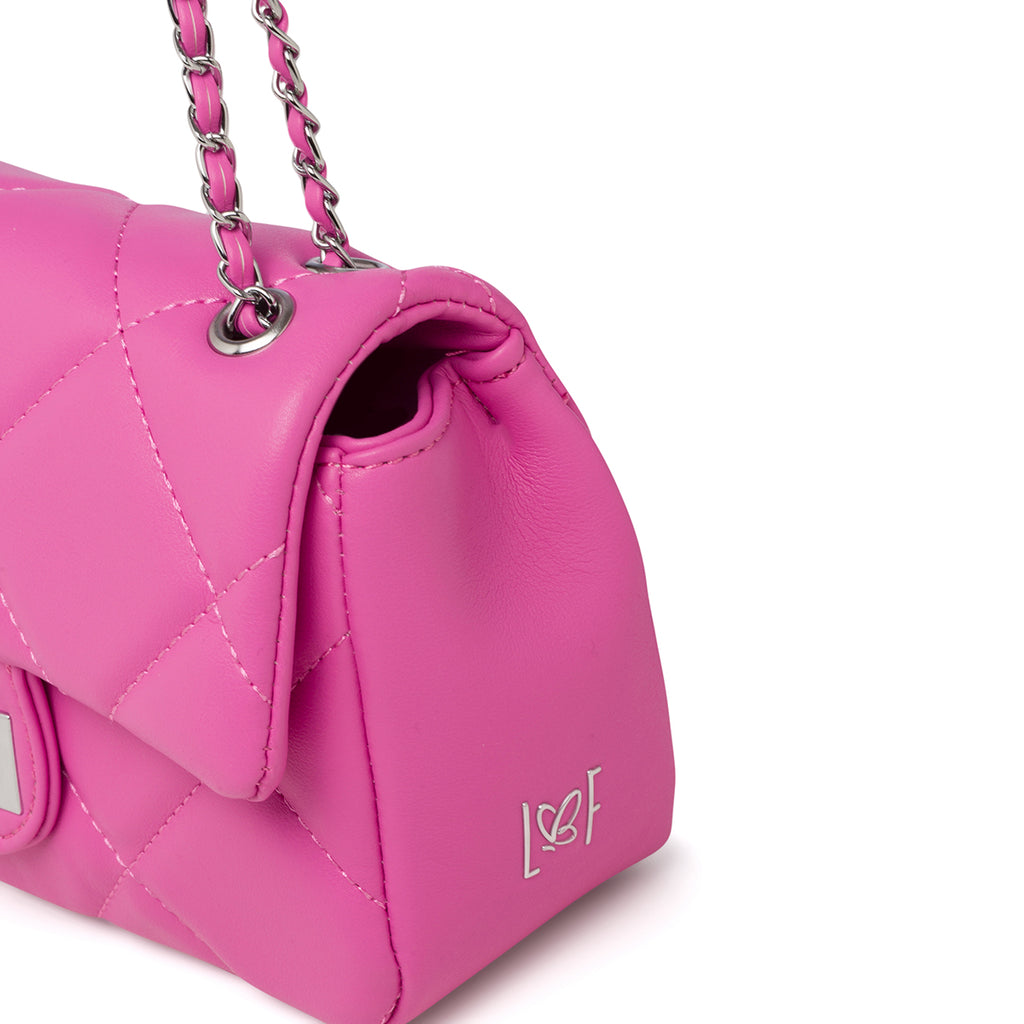 Borsa a tracolla trapuntata fucsia da donna Lora Ferres