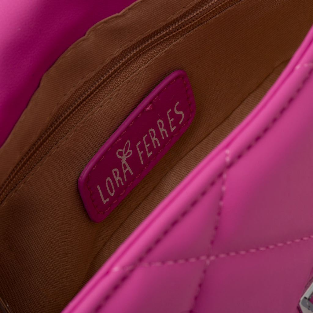 Borsa a tracolla trapuntata fucsia da donna Lora Ferres