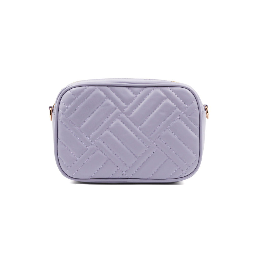 Borsa a tracolla lilla trapuntata da donna Lora Ferres