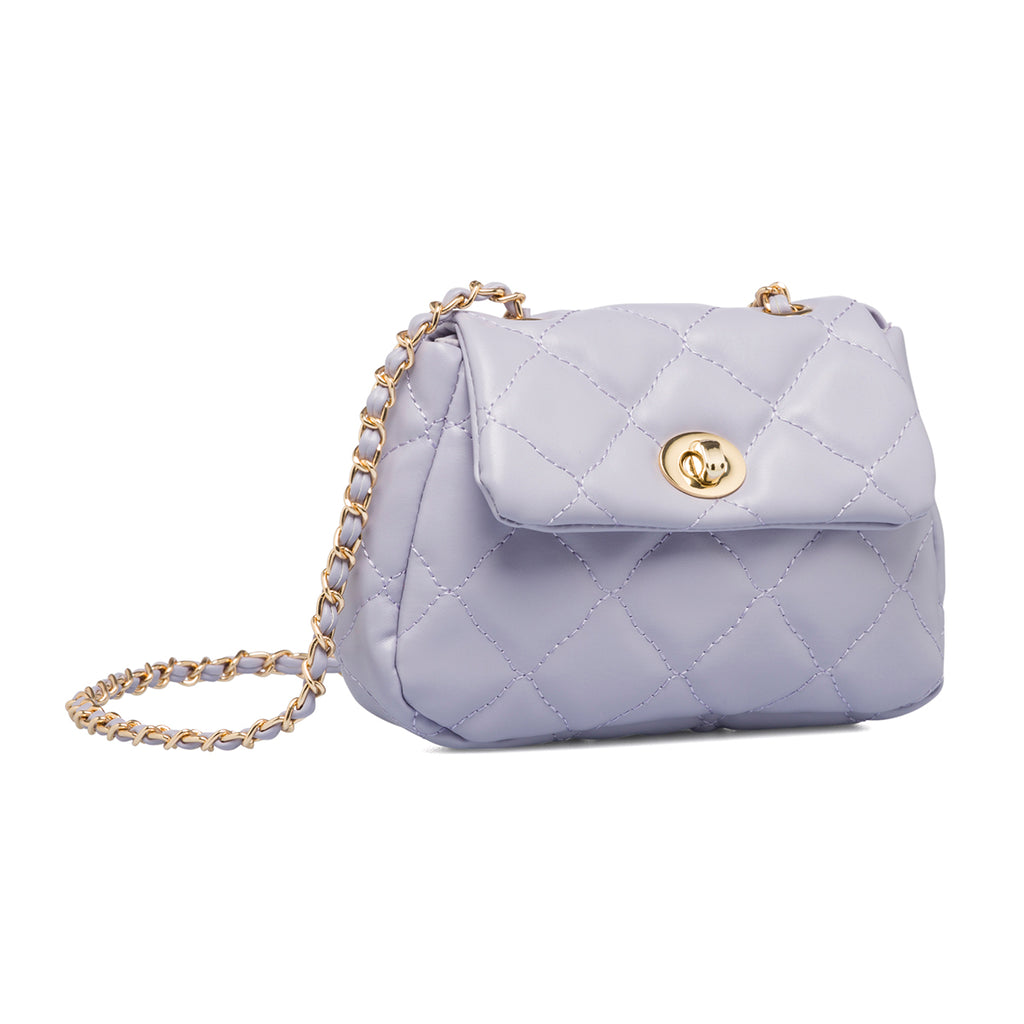 Borsa trapuntata lilla da donna con tracolla a catena Lora Ferres