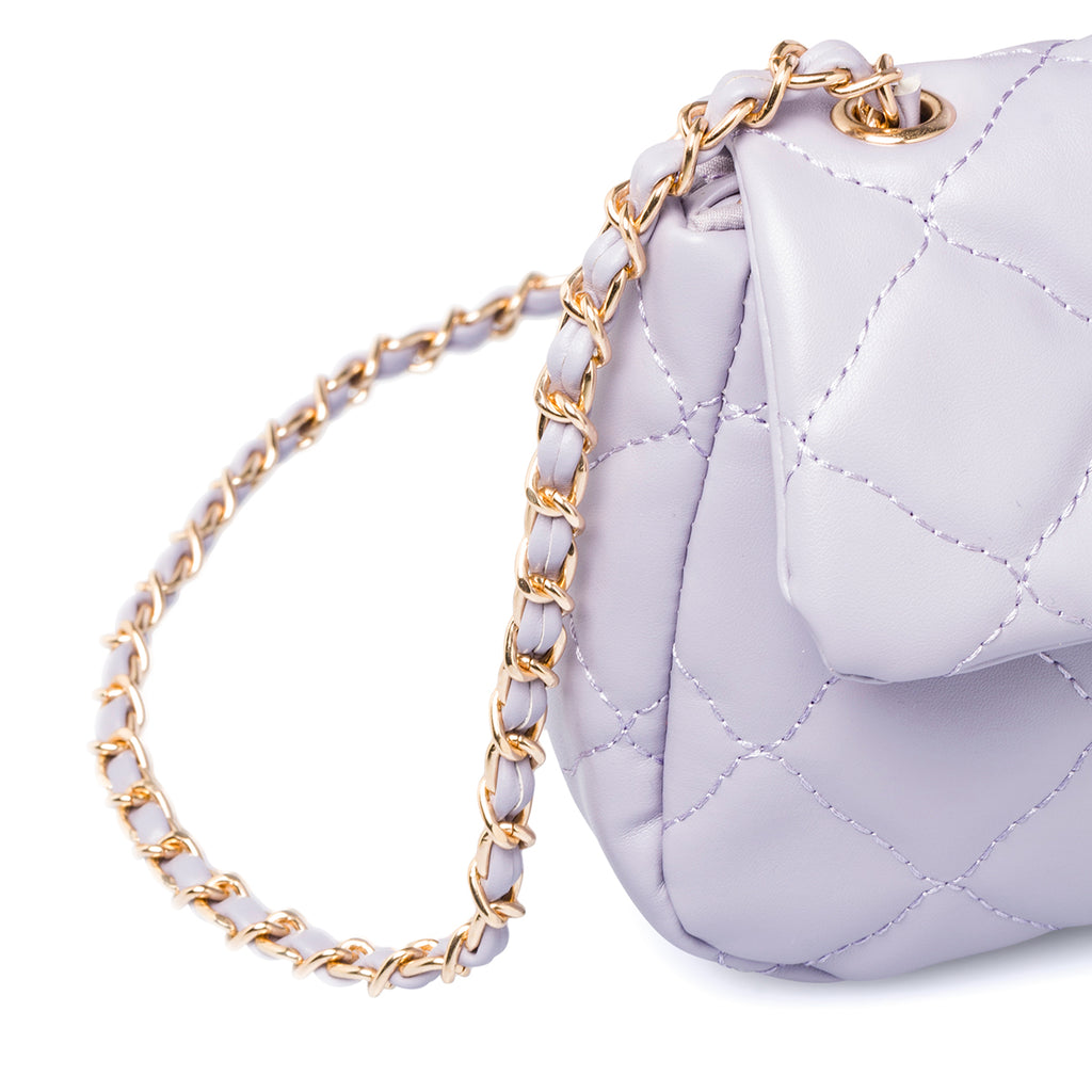 Borsa trapuntata lilla da donna con tracolla a catena Lora Ferres