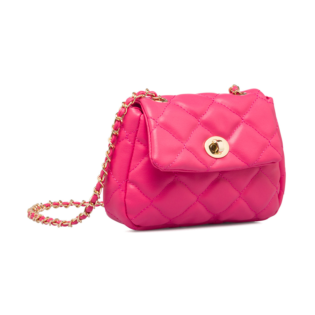 Borsa trapuntata fucsia da donna con tracolla a catena Lora Ferres