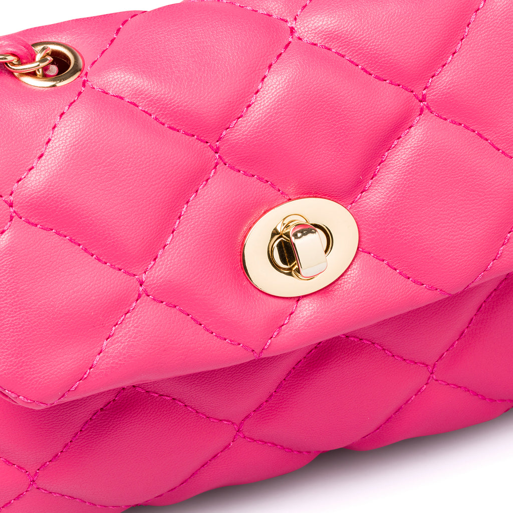 Borsa trapuntata fucsia da donna con tracolla a catena Lora Ferres