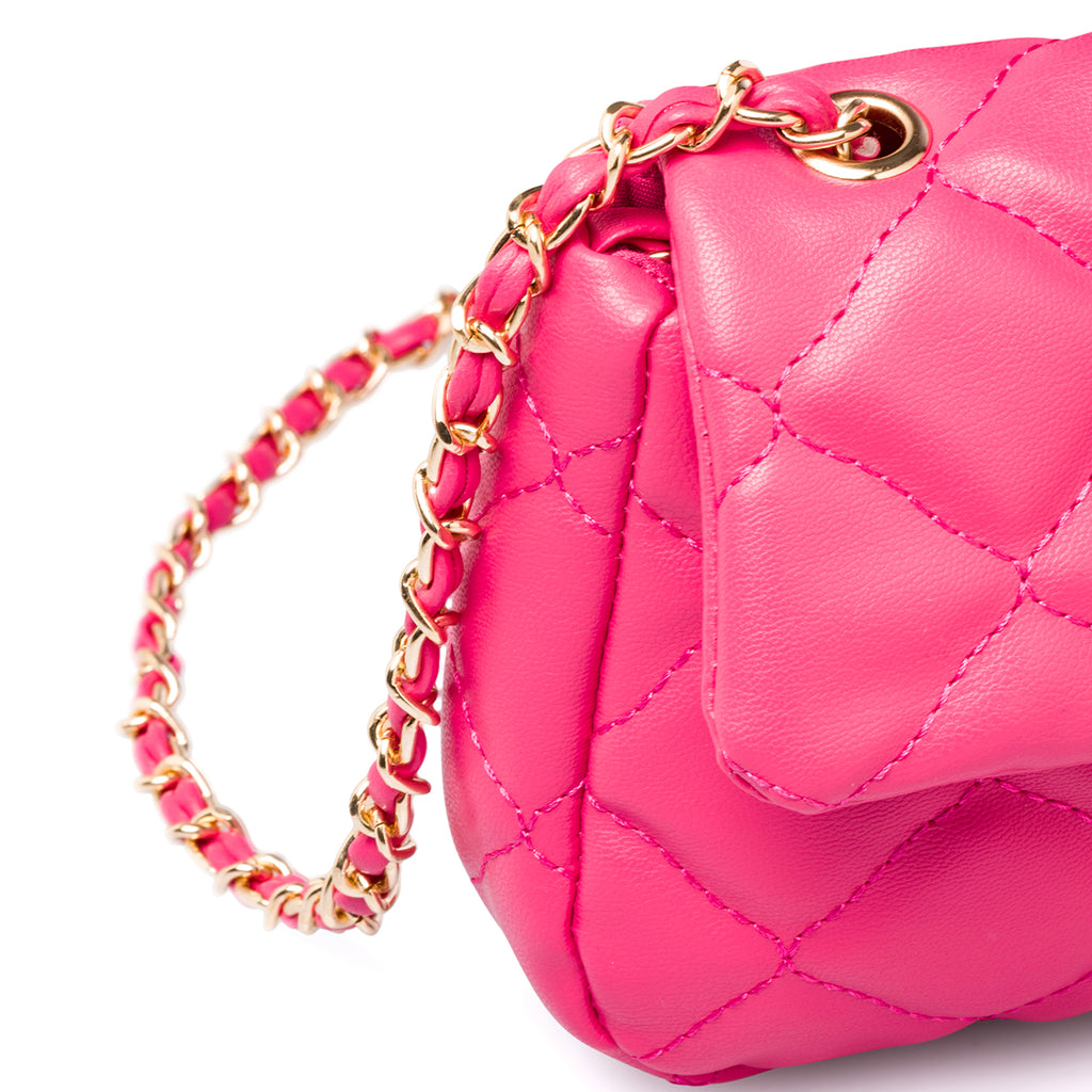 Borsa trapuntata fucsia da donna con tracolla a catena Lora Ferres