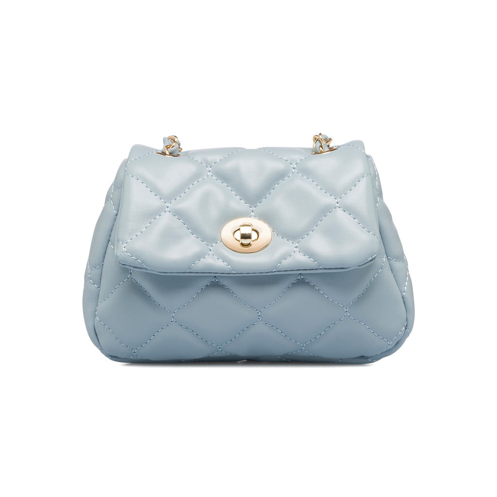 Borsa trapuntata azzurra da donna con tracolla a catena Lora Ferres