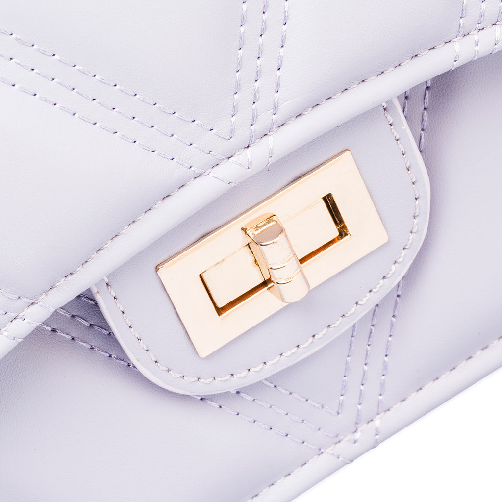 Borsa trapuntata lilla da donna con tracolla a catena Lora Ferres