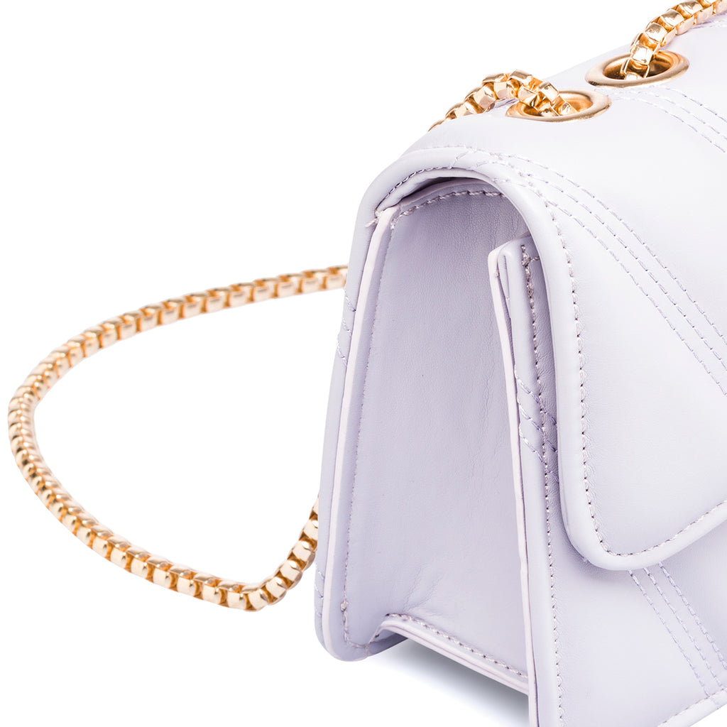 Borsa trapuntata lilla da donna con tracolla a catena Lora Ferres