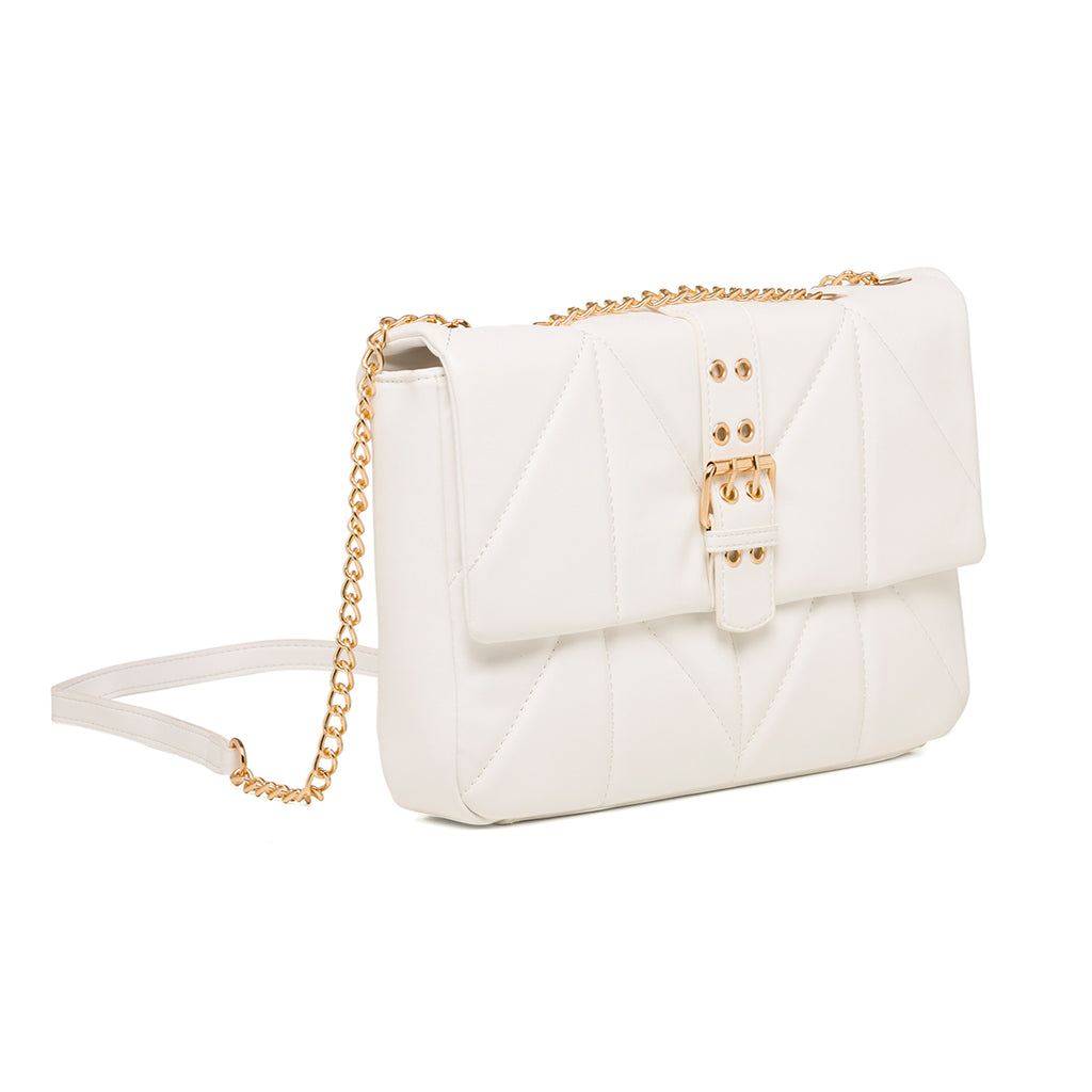 Borsa trapuntata bianca da donna con tracolla a catena Call It Spring Crush On You