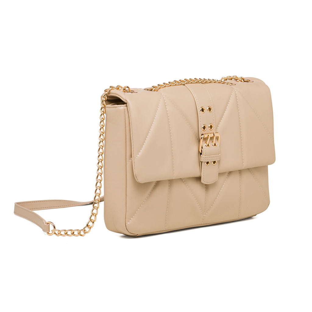 Borsa trapuntata beige da donna con tracolla a catena Call It Spring Crush On You