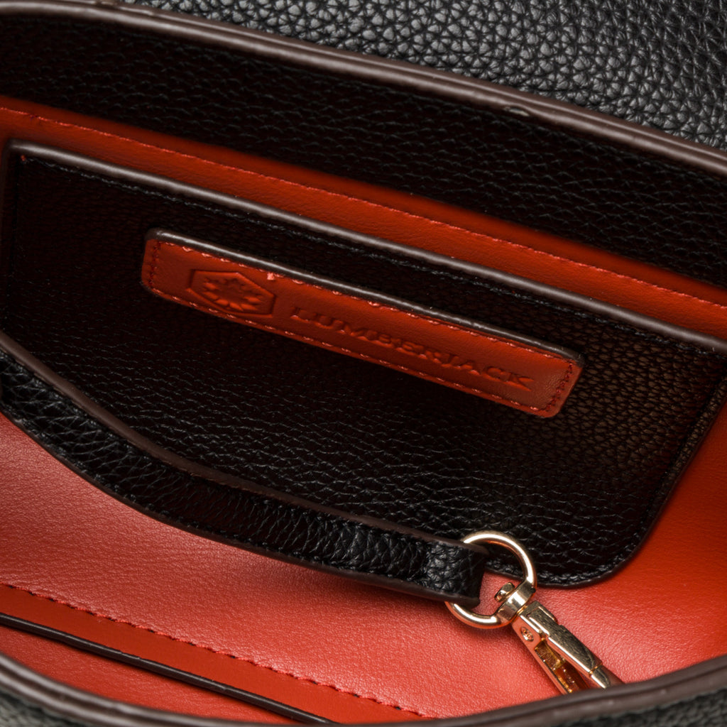 Borsa a tracolla nera da donna con chiusura a bottone Lumberjack Diana