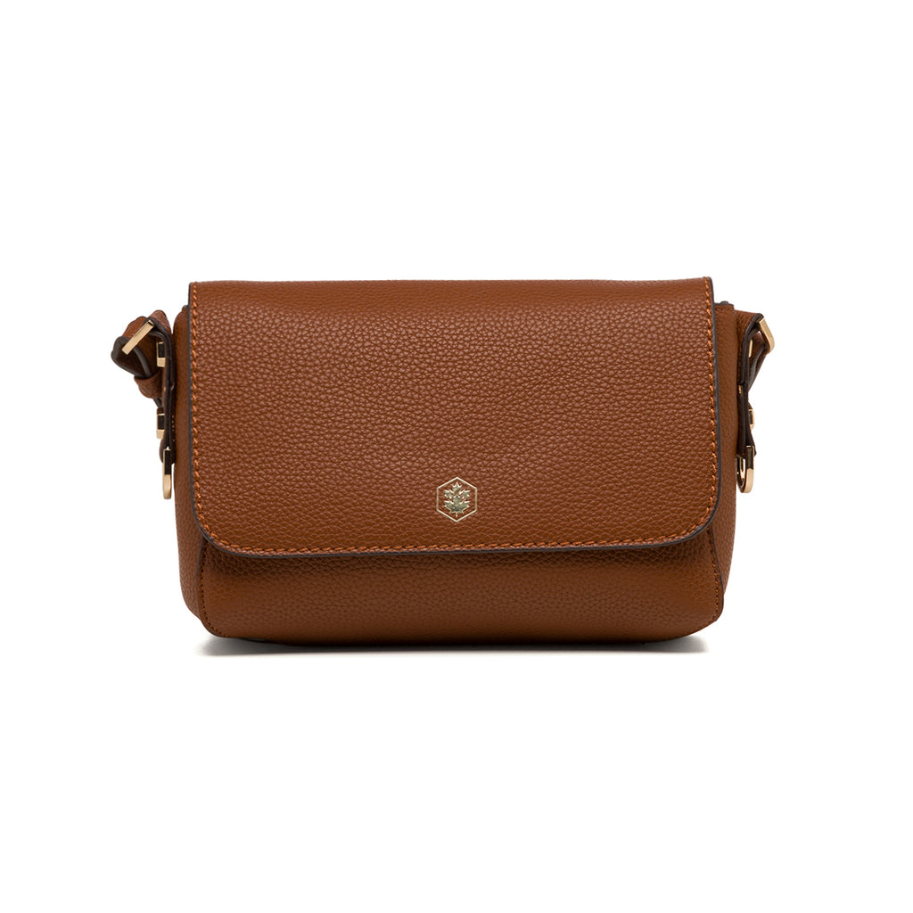 Borsa a tracolla marrone da donna con chiusura a bottone Lumberjack Diana