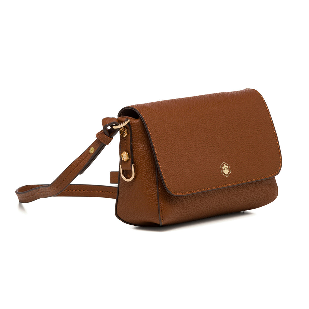 Borsa a tracolla marrone da donna con chiusura a bottone Lumberjack Diana