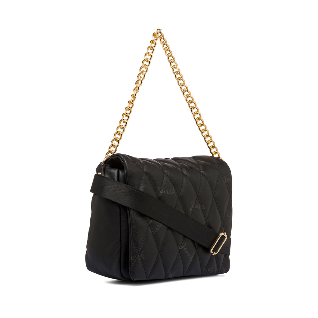 Borsa nera trapuntata da donna con tracolla a catena Swish Jeans