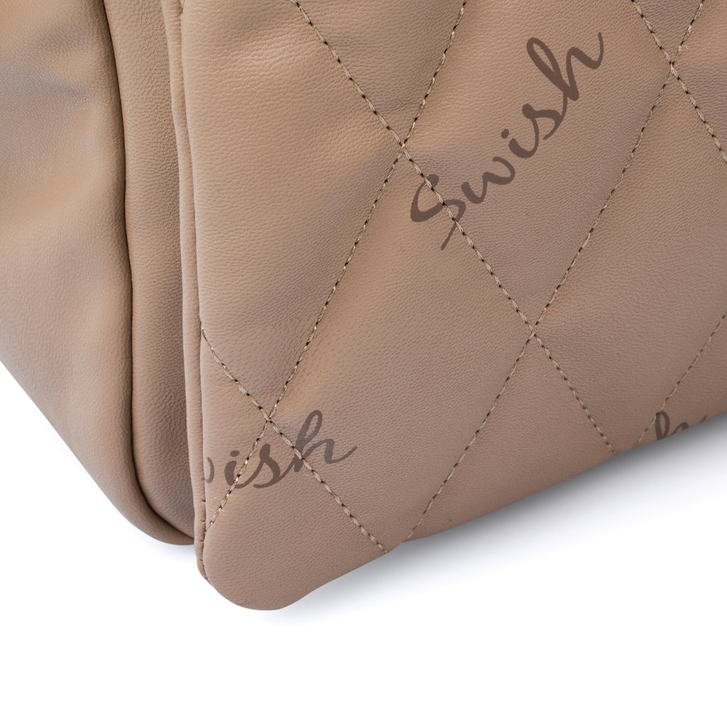 Borsa taupe trapuntata da donna con tracolla a catena Swish Jeans