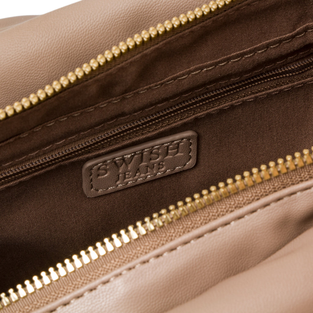 Borsa taupe trapuntata da donna con tracolla a catena Swish Jeans