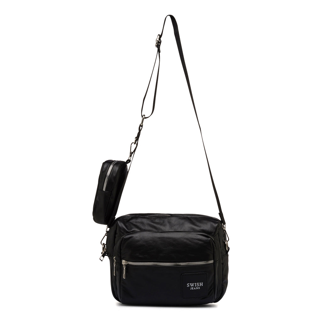 Borsa a tracolla nera da donna con pochette rimovibile Swish Jeans