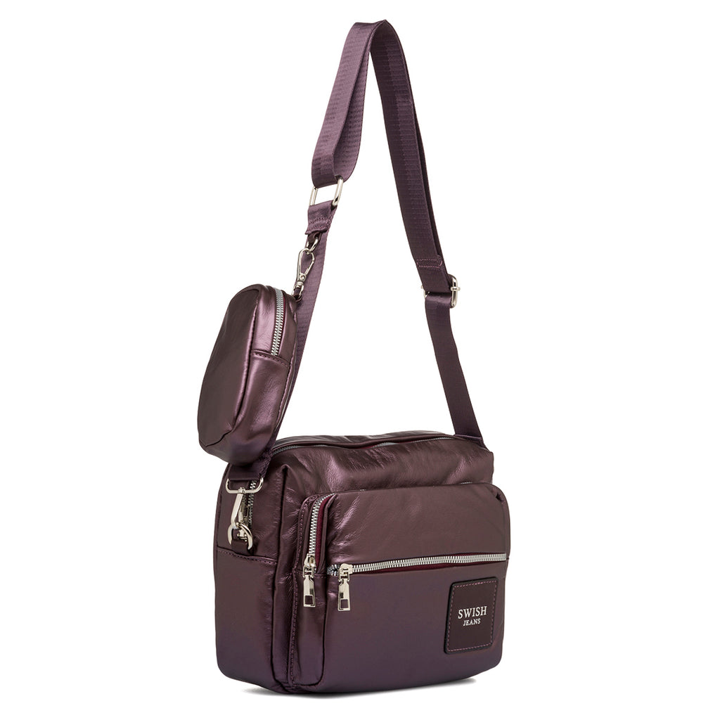 Borsa a tracolla viola da donna con pochette rimovibile Swish Jeans