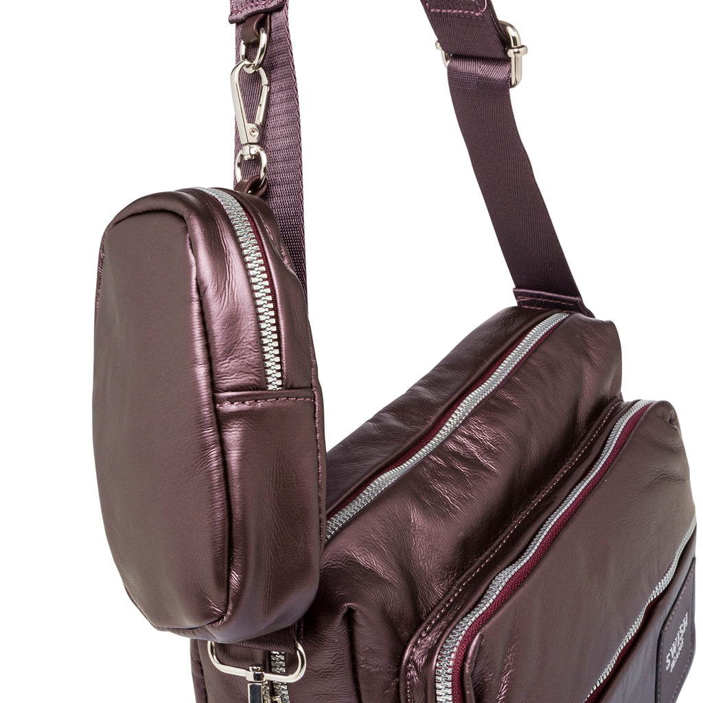 Borsa a tracolla viola da donna con pochette rimovibile Swish Jeans