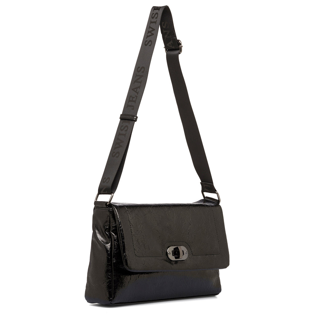 Borsa a tracolla nera da donna con chiusura a incastro Swish Jeans