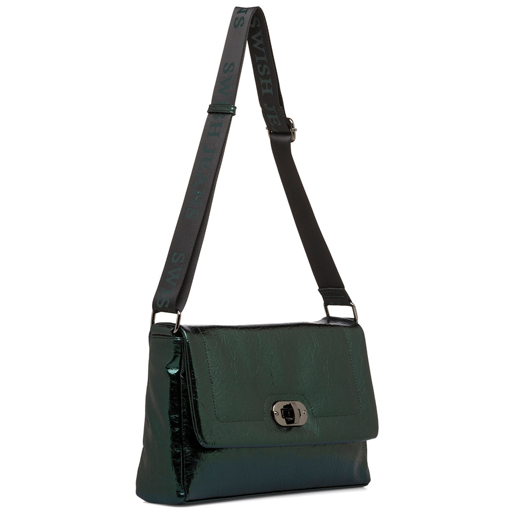 Borsa a tracolla verde da donna con chiusura a incastro Swish Jeans