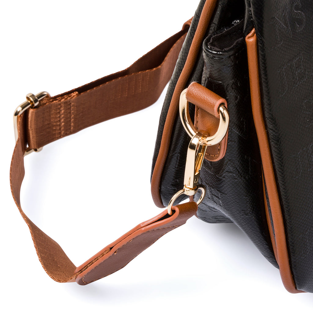 Borsa a tracolla nera da donna con stampa monogramma Swish Jeans