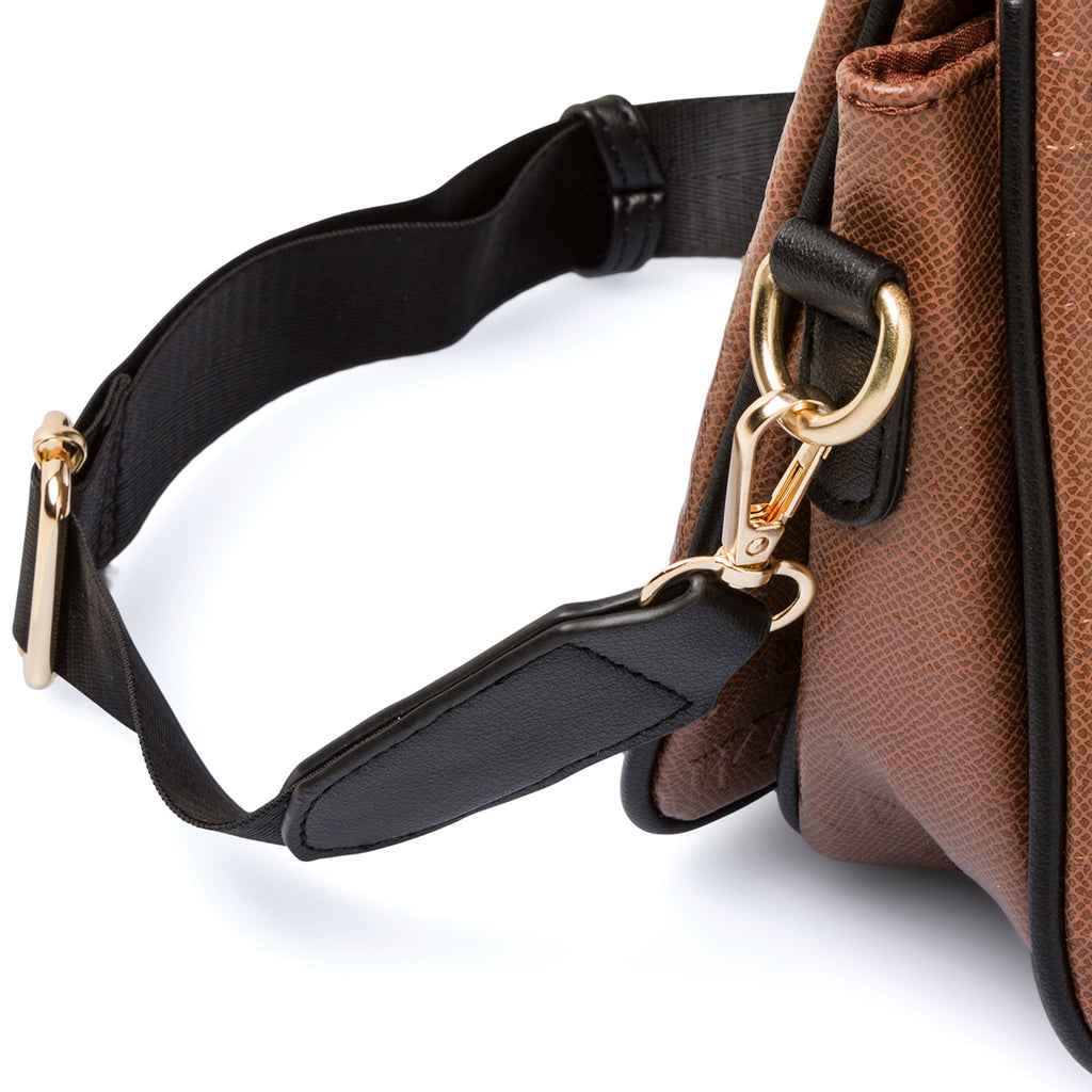 Borsa a tracolla marrone da donna con stampa monogramma Swish Jeans