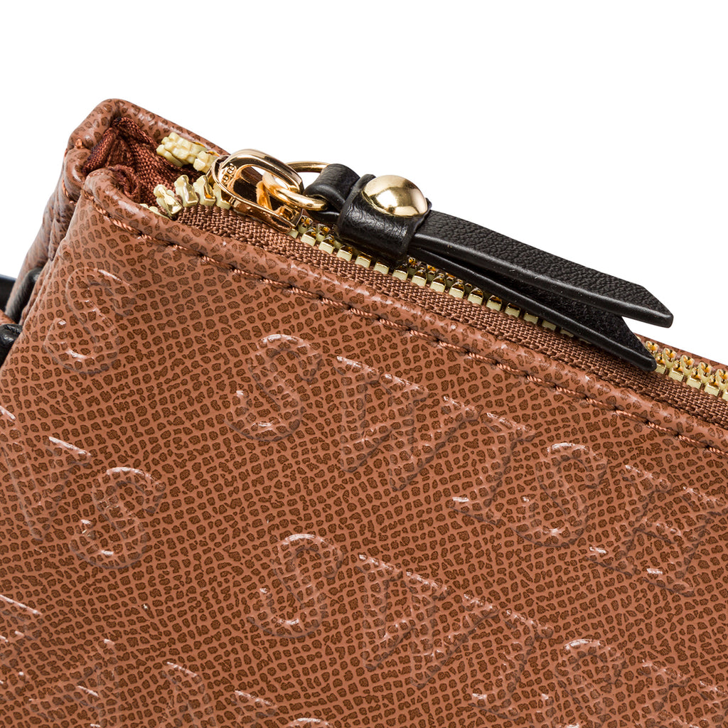 Borsa a tracolla marrone da donna con stampa monogramma Swish Jeans