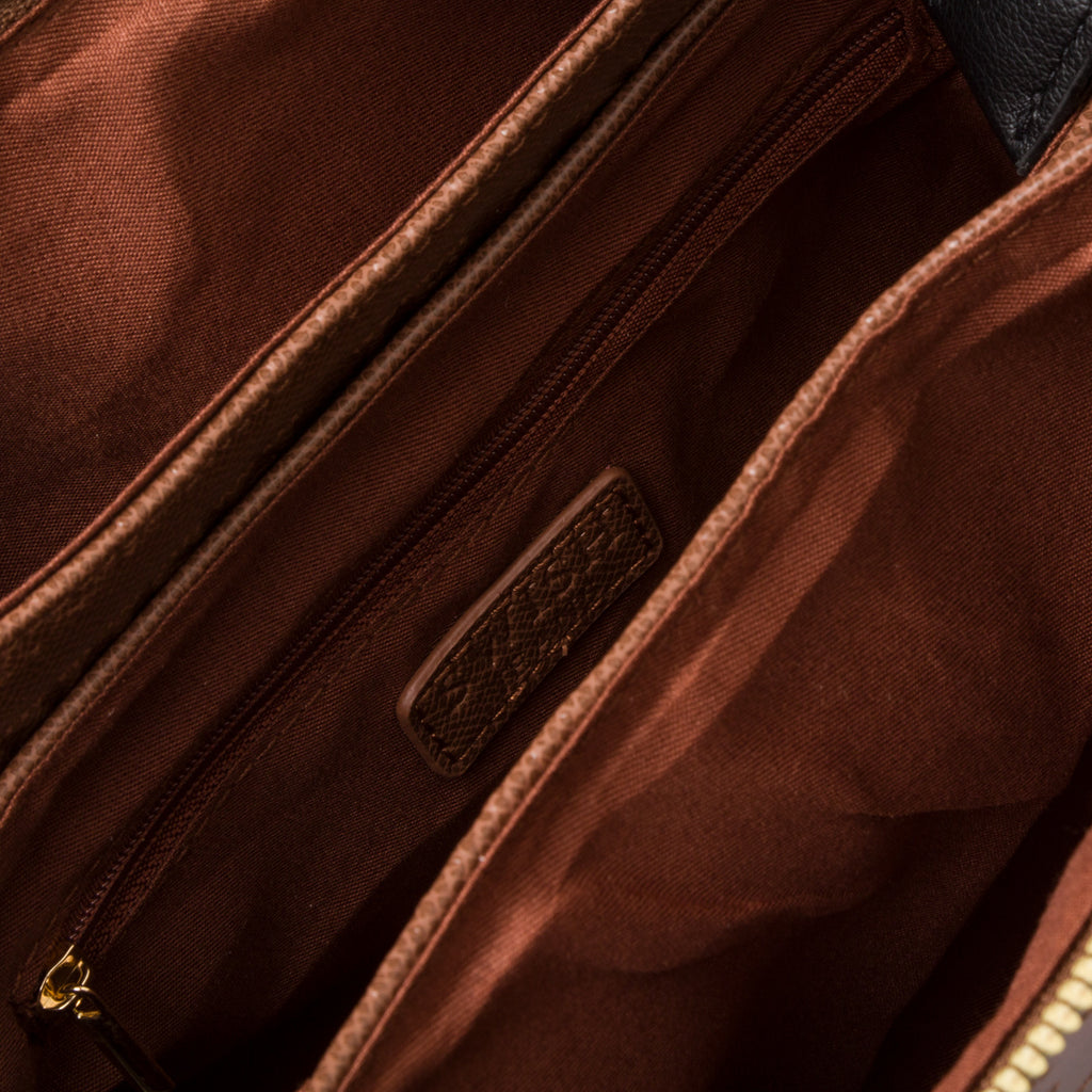 Borsa a tracolla marrone da donna con stampa monogramma Swish Jeans