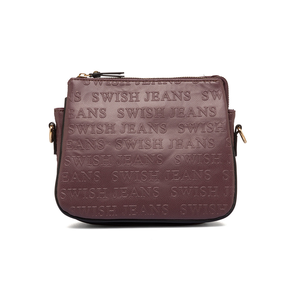 Borsa a tracolla taupe da donna con stampa monogramma Swish Jeans