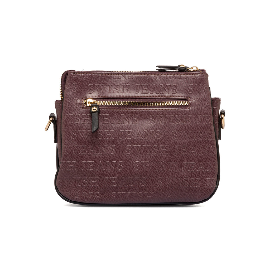 Borsa a tracolla taupe da donna con stampa monogramma Swish Jeans