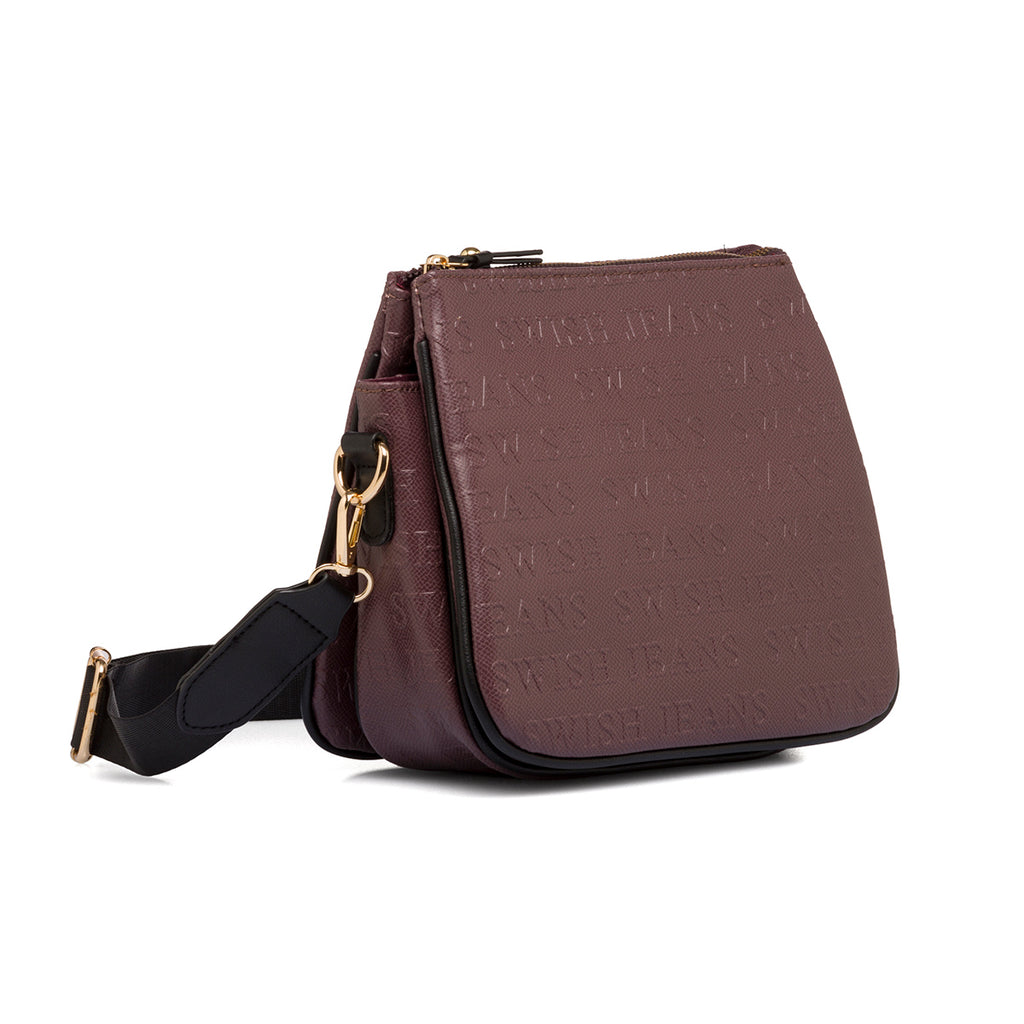 Borsa a tracolla taupe da donna con stampa monogramma Swish Jeans