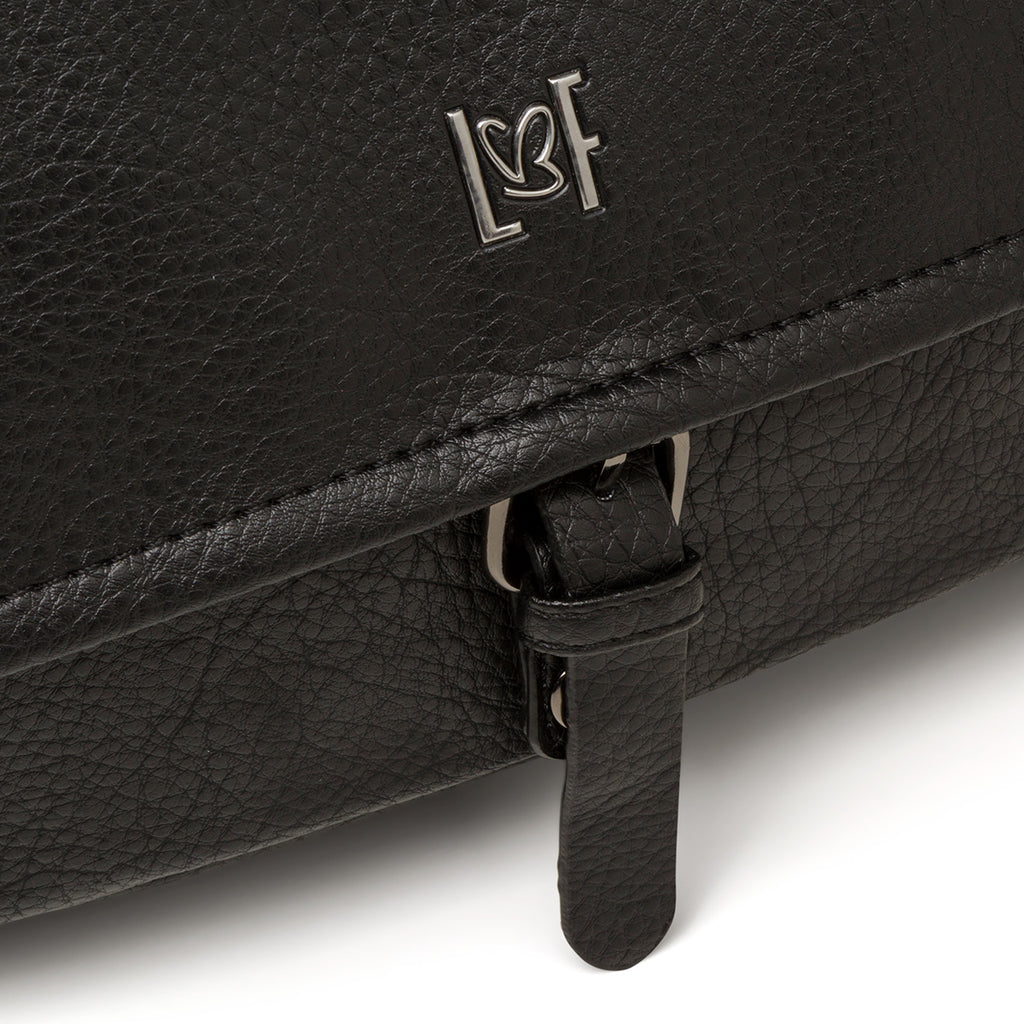 Borsa a tracolla nera da donna con zip frontale Lora Ferres