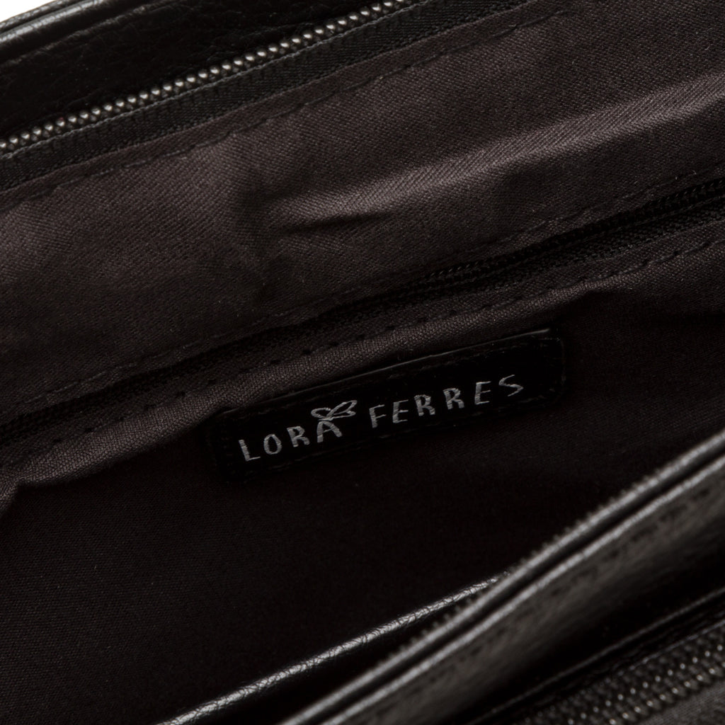Borsa a tracolla nera da donna con zip frontale Lora Ferres