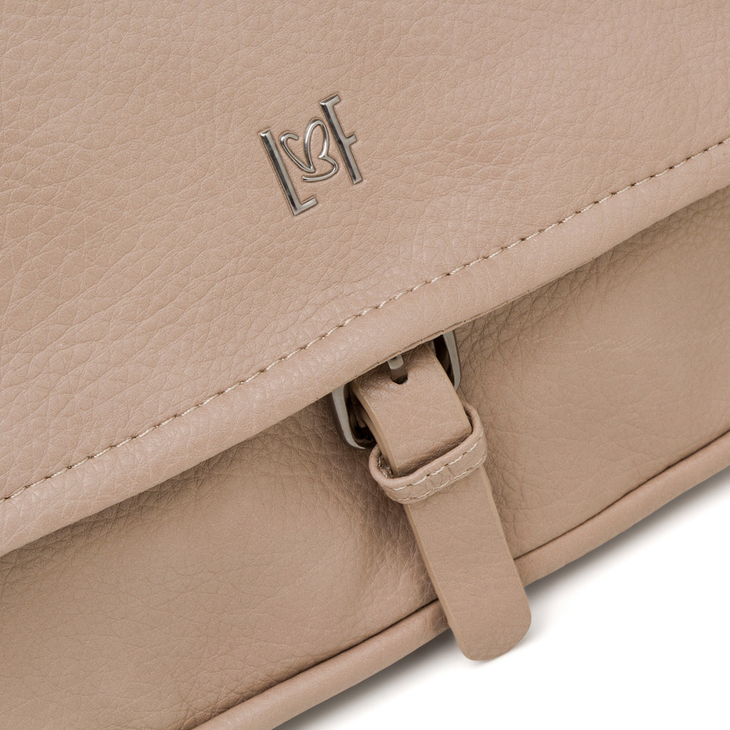 Borsa a tracolla taupe da donna con zip frontale Lora Ferres