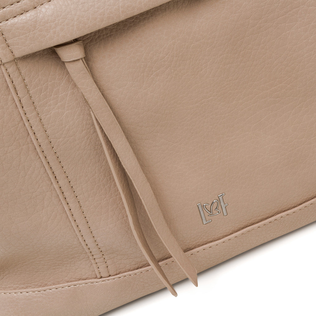 Borsa a tracolla taupe da donna con zip frontale Lora Ferres