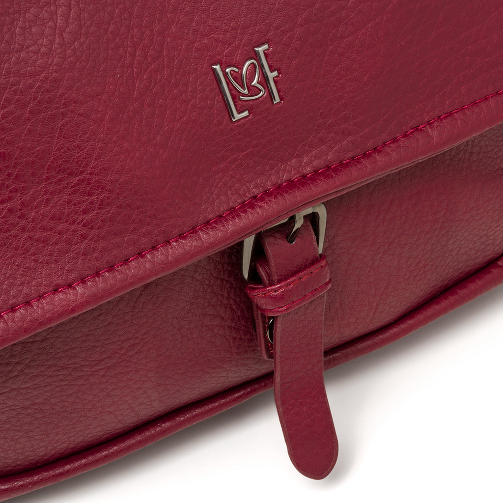 Borsa a tracolla bordeaux da donna con zip frontale Lora Ferres
