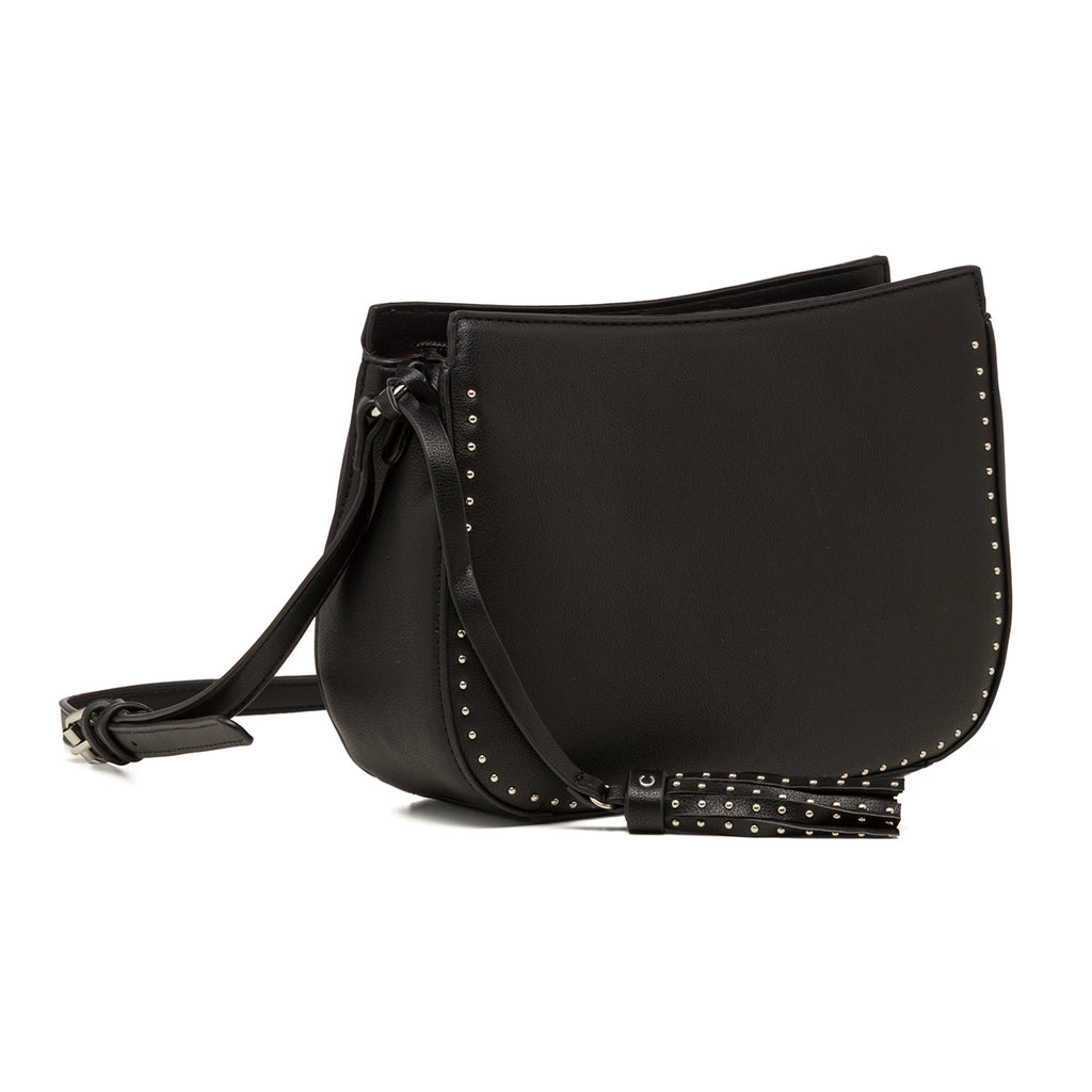 Borsa a tracolla nera da donna con borchiette Carrera Jeans Allie