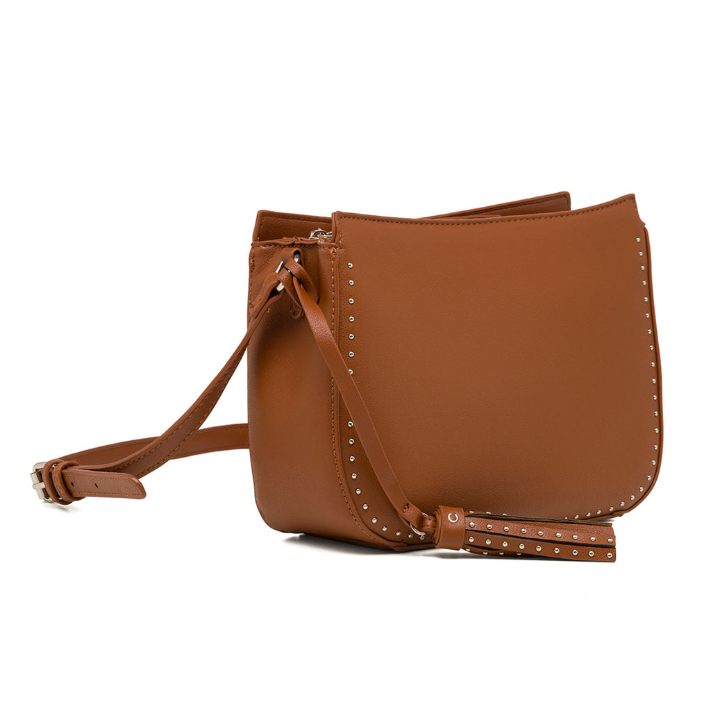 Borsa a tracolla marrone da donna con borchiette Carrera Jeans Allie