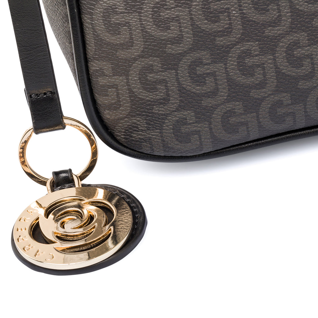 Borsa a tracolla nera da donna con zip e monogramma Carrera Audrey