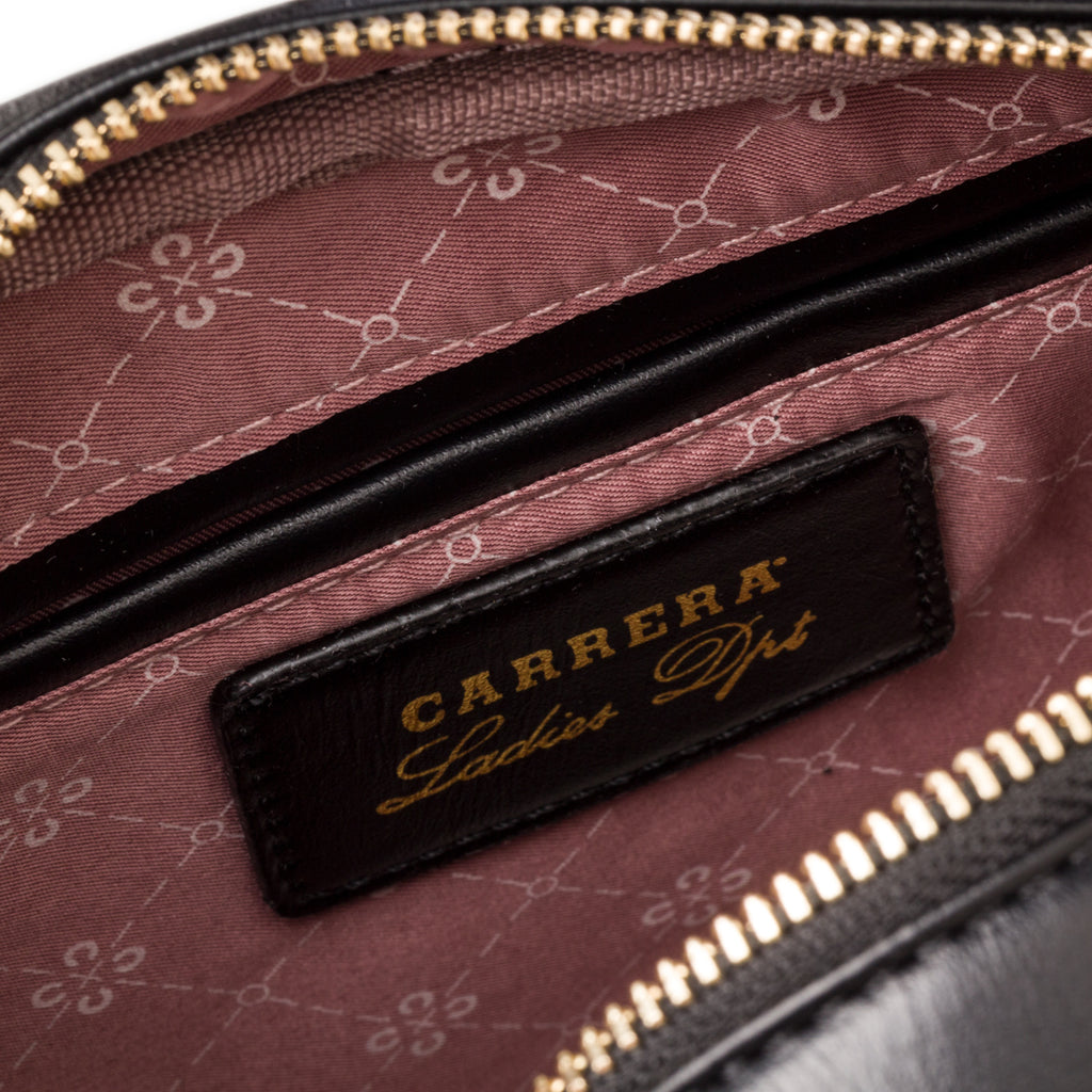 Borsa a tracolla nera da donna con zip e monogramma Carrera Audrey
