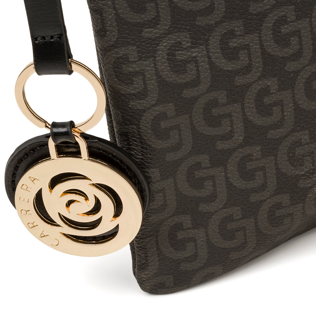 Borsa a tracolla nera da donna con zip e monogramma Carrera Audrey