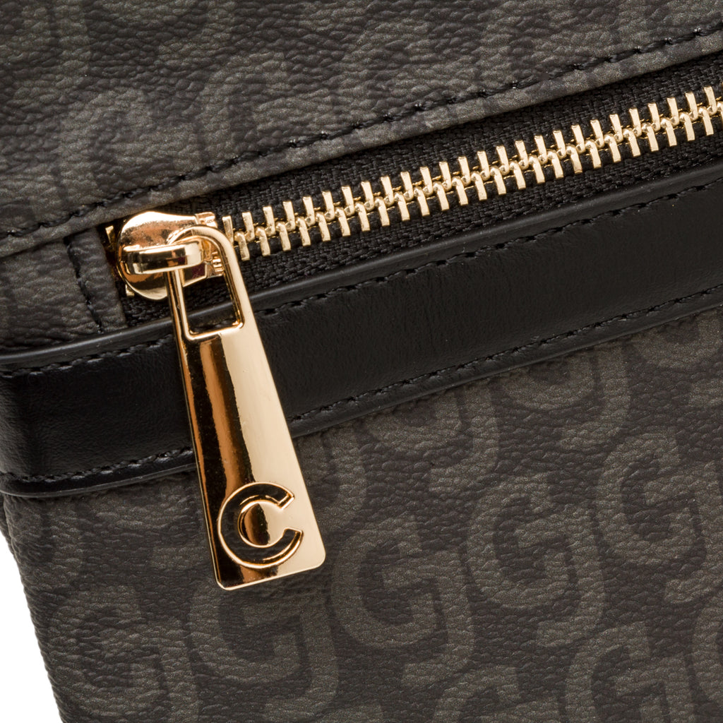 Borsa a tracolla nera da donna con zip e monogramma Carrera Audrey