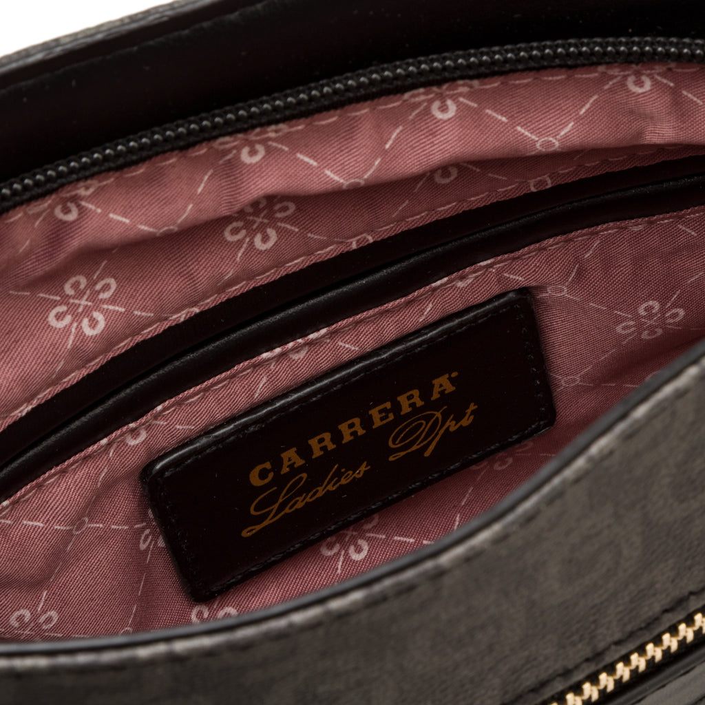 Borsa a tracolla nera da donna con zip e monogramma Carrera Audrey
