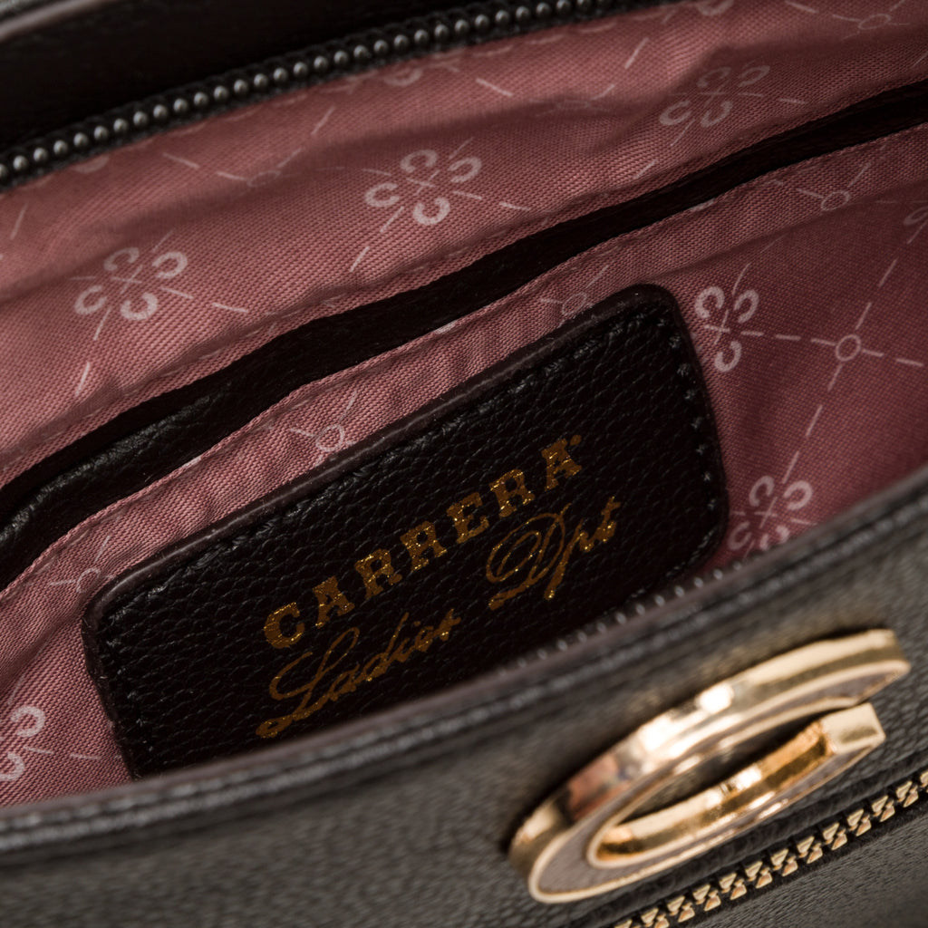 Borsa a tracolla nera da donna con zip frontale Carrera First