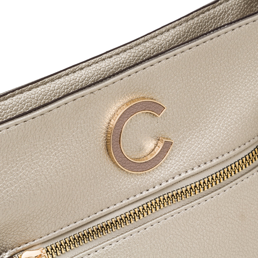 Borsa a tracolla argento da donna con zip frontale Carrera First