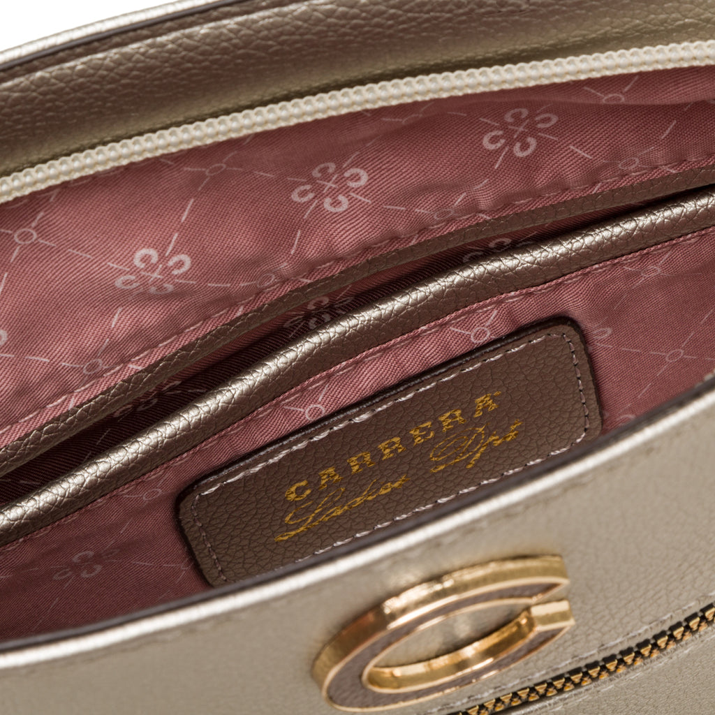 Borsa a tracolla argento da donna con zip frontale Carrera First