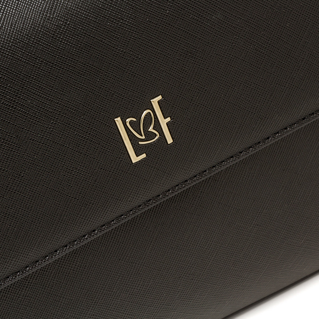 Borsa a tracolla nera da donna con chiusura a bottone Lora Ferres