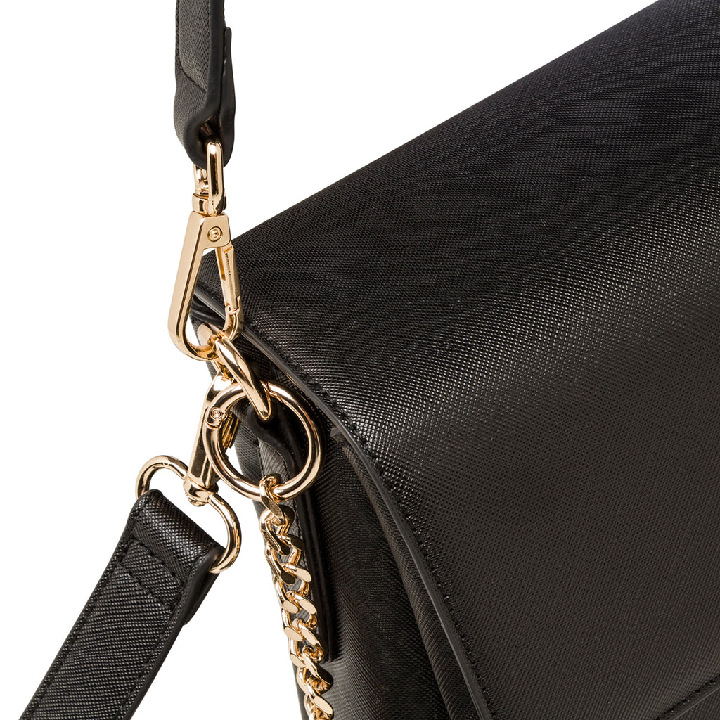 Borsa a tracolla nera da donna con chiusura a bottone Lora Ferres